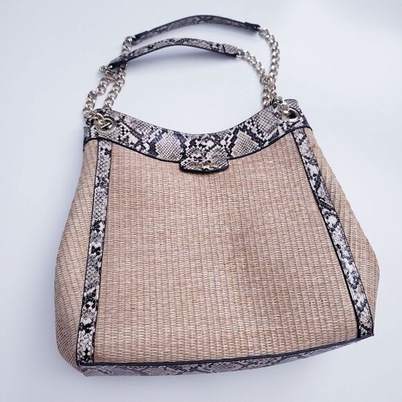 Nine West Snake Print and Raffia Carryall - Picture 1 of 7
